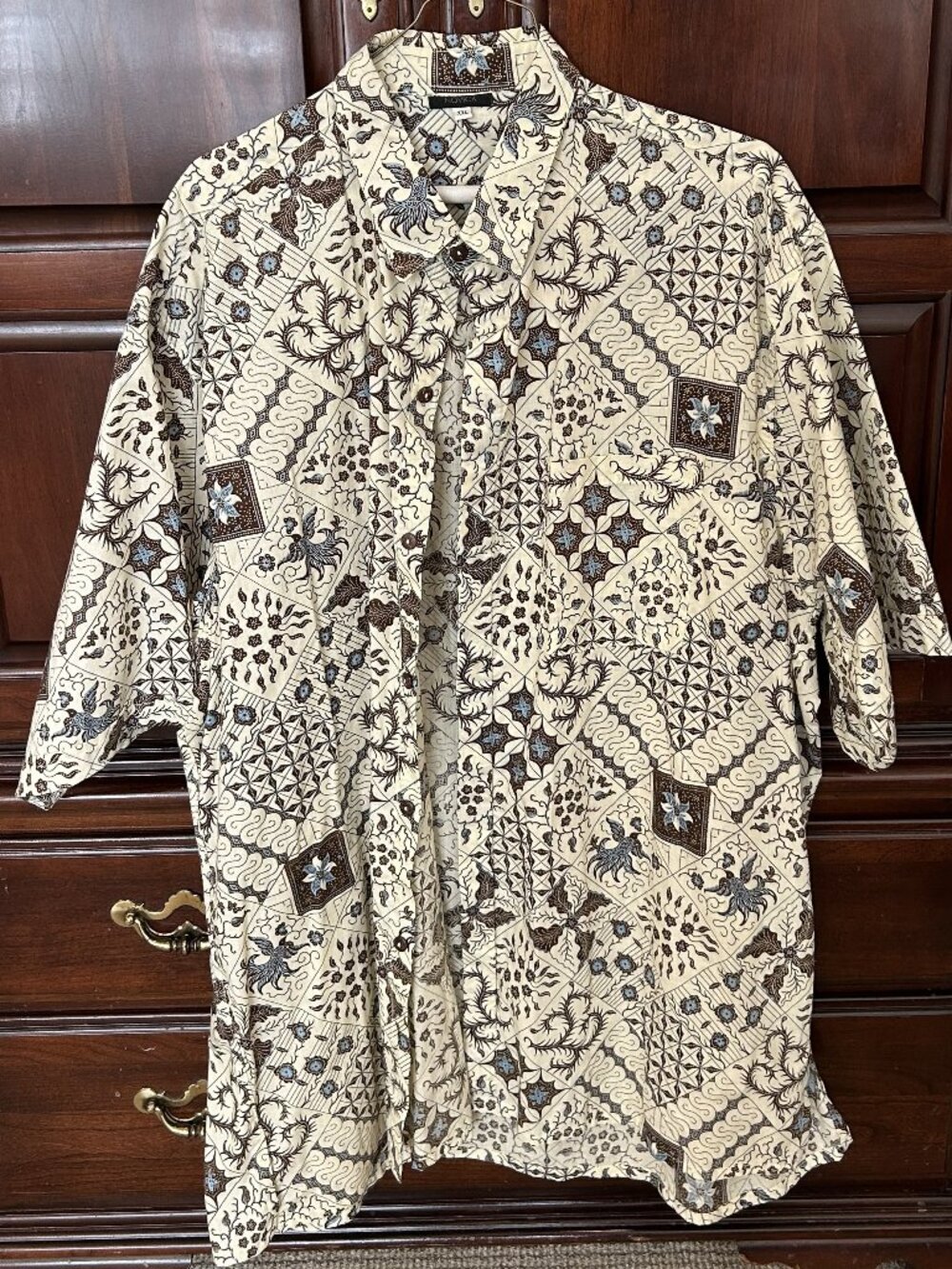 NOVICA Artisan Handmade Men's Batik Cotton Shirt with Balinese Motifs